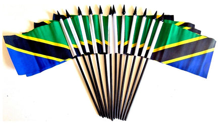 Tanzania Polyester Miniature Flags - 12 Pack