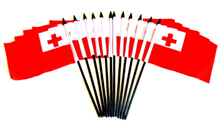 Tonga Polyester Miniature Flags - 12 Pack