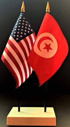 Tunisia and US Flag Desk Set