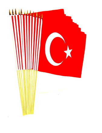 Turkey Polyester Stick Flag - 12"x18" - 12 flags