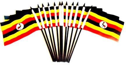 Uganda Polyester Miniature Flags - 12 Pack
