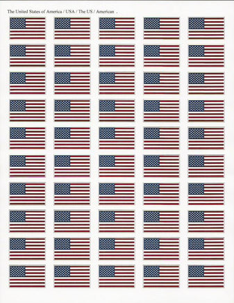 United States (Left hand , standard) Flag Stickers - 50 per sheet