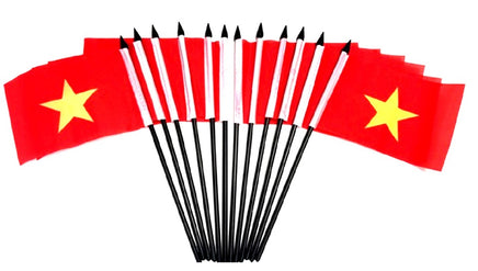 Vietnam Polyester Miniature Flags - 12 Pack