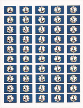 Virginia State Flag Stickers - 50 per sheet