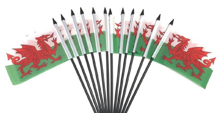 Wales Polyester Miniature Flags - 12 Pack