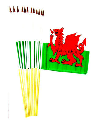 Wales Polyester Stick Flag - 12"x18" - 12 Flags