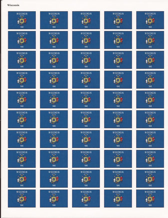 Wisconsin State Flag Stickers - 50 per sheet
