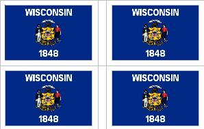 Wisconsin State Flag Stickers - 50 per sheet