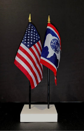 Wyoming and US Flag Desk Set