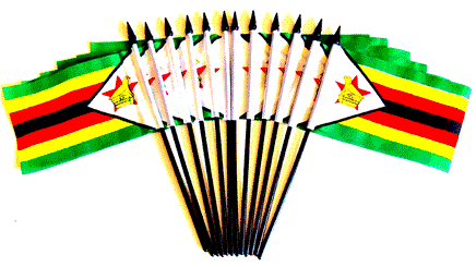 Zimbabwe Polyester Miniature Flags - 12 Pack