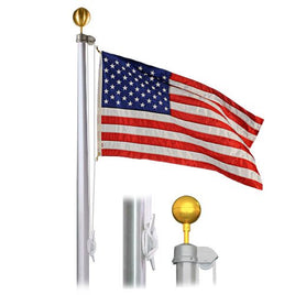 a picture of a flagpole set with an american flag hanging from it