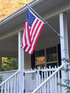 Made in USA 2x3 Foot Embroidered Heavy Duty Outdoor Nylon American Flag With Deluxe 4' No Tangle Revolving Spinner Flagpole