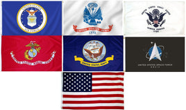 Military Flag Set - 1 of each Military Branch with a US Flag - 7 Flags