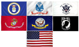 Military Flag Set - 7 Flags Set with POW/MIA and US
