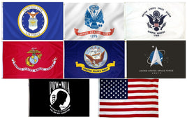 Complete Military Flag Set - 1 of each Military Branch with a POW/MIA and US Flag - 8 Flags