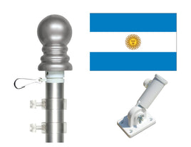 3'x5' Argentina Polyester Flag with 6' Spinner Pole Display Set