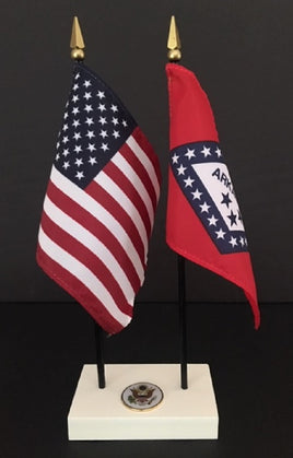 Executive Arkansas and US Flag Desk Set