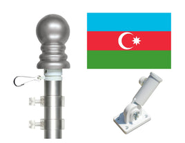 3'x5' Azerbaijan Polyester Flag with 6' Spinner Pole Display Set