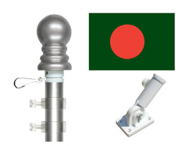 3'x5' Bangladesh Polyester Flag with 6' Spinner Pole Display Set