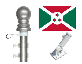 3'x5' Burundi Polyester Flag with 6' Spinner Pole Display Set