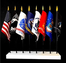 US Military Mini Set - 8 Flags & 8 Hole White Stand