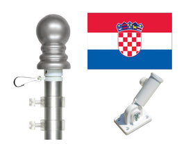 3'x5' Croatia Polyester Flag with 6' Spinner Pole Display Set