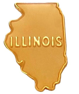 Illinois State Lapel Pin - Map Shape - GOLD