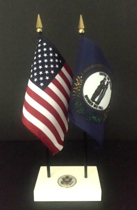 Executive Kentucky and US Flag Desk Set