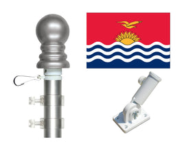 3'x5' Kiribati Polyester Flag with 6' Spinner Pole Display Set