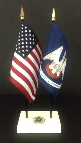Executive Louisiana and US Flag Desk Set