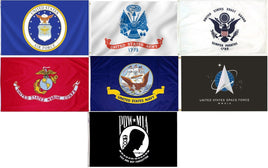 Military Flag Set - 1 of each Military Branch with a POW/MIA - 7 Flags
