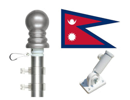 3'x5' Nepal Polyester Flag with 6' Spinner Pole Display Set