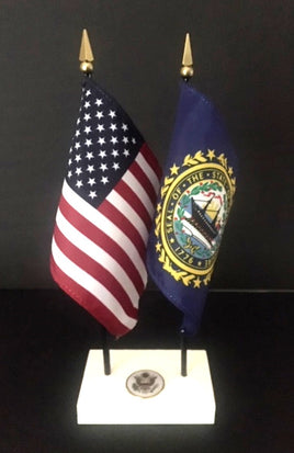 Executive New Hampshire and US Flag Desk Set