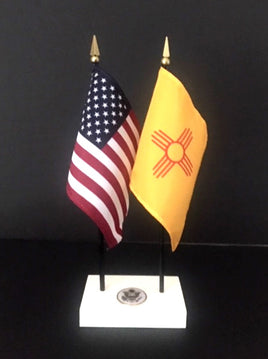 Executive New Mexico and US Flag Desk Set