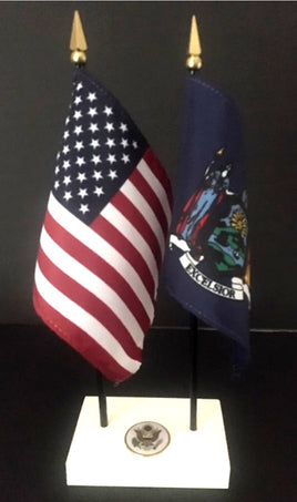 Executive New York and US Flag Desk Set