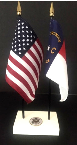 Executive North Carolina and US Flag Desk Set