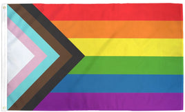 Rainbow Progressive Pride 3'x5' Polyester Flag