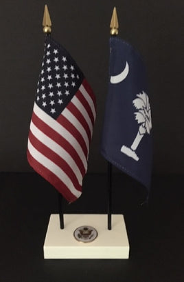 Executive South Carolina and US Flag Desk Set