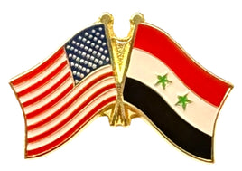 Syria and USA double flag pin