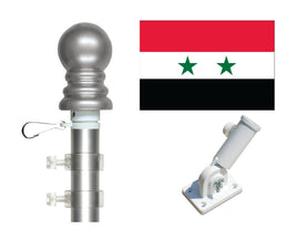 3'x5' Syria Polyester Flag with 6' Spinner Pole Display Set
