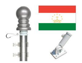 3'x5' Tajikistan Polyester Flag with 6' Spinner Pole Display Set