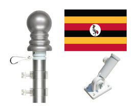 3'x5' Uganda Polyester Flag with 6' Spinner Pole Display Set