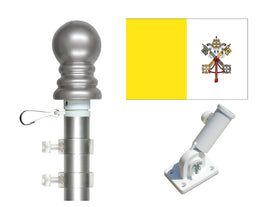 3'x5' Vatican City Polyester Flag with 6' Spinner Pole Display Set