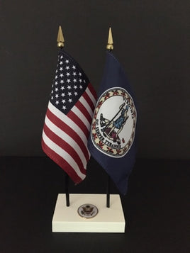 Executive Virginia and US Flag Desk Set