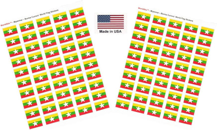 Myanmar (Burma) Flag Sheet Stickers