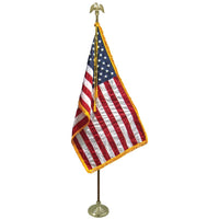 Freedom indoor American flag set with oak pole