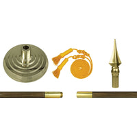 Indoor flag mounting set with spear ornament