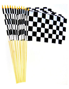 12"x18" Checkered Polyester Stick Flag - 12 flags