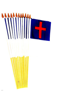 12"x18" Christian Polyester Stick Flag - 12 flags