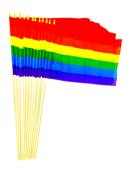 12"x18" Rainbow Polyester Stick Flag - 12 flags